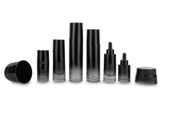 30ml noir bouteilles cosmétiques vides de 1 once rechargeables avec la pipette en verre