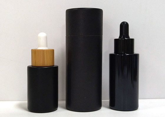 Le compte-gouttes en verre de empaquetage cosmétique de tube de papier vide met 2oz en bouteille noir