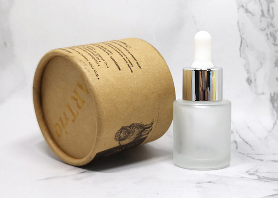 Cosmétique vide 20 ml bouteilles d'emballage d'huile de cheveux en verre dépoli avec des tubes de papier