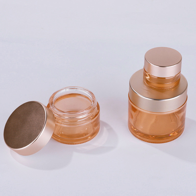 Pot cosmétique en verre anti-déversement de crème pour les yeux roses 30g 50g 100g