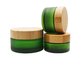 l'onguent 50ml en verre vert cogne le pot crème givré par couvercle en bambou Logo Customization