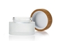 Pot 30g-100g cosmétique en verre blanc recyclable avec le rond en bambou de couvercle